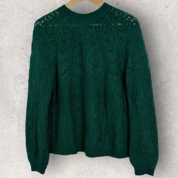 Sezane Paulin Jumper Sweater Green Size Medium French Mohair Merino Wool Knit M - Picture 7 of 13
